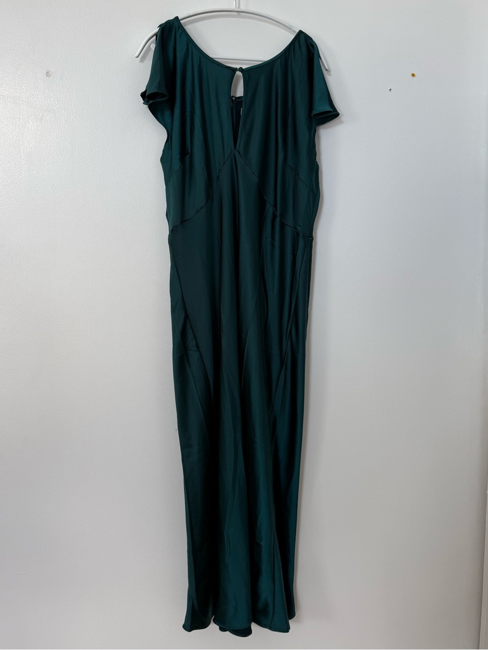 Old Navy Dark Teal Satin Maxi Dress with Cap Flutter Sleeves